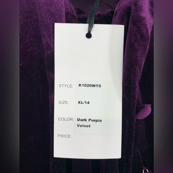 Unique Vintage Gwen Blouse Dark Purple Velvet Size XL NWT - Picture 10 of 13
